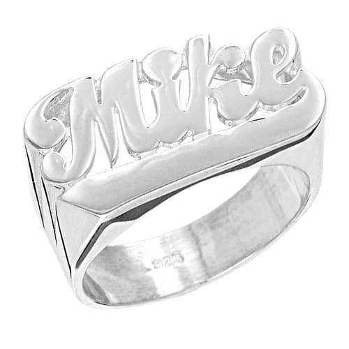 SNS117 Personalized Sterling Silver Large Script Letter Name Ring (sterling-silver, 10)