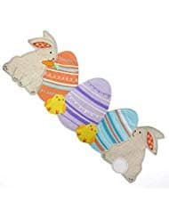 Bunnies Chicks and Eggs Embroidered Table Runner - 36"