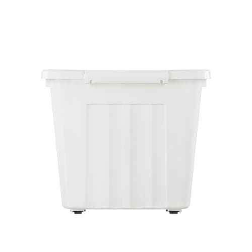 80L*3 Storage Boxes with Wheels, Plastic Storage Box with Lid, Latching Buckles, Click Closure, Stackable, Nesting, Durable Organizer for Home Office Clothes, White, 80L-3 Pack