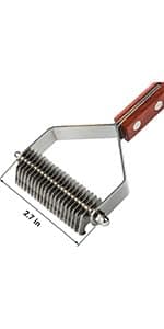 Undercoat Grooming Rake, Dematting Stripper, Tool, Combs for Medium to Large Dogs, Cats, Stainless Steel Combines with Solid Wooden Handle