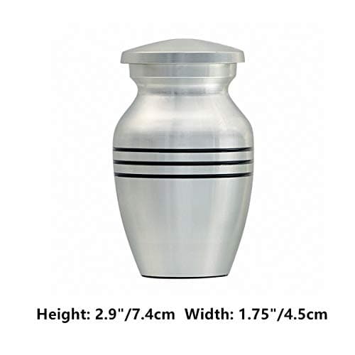 Small Keepsake Urn for Human Ashes or Pet Ashes, Qty 1, Hard Metal Cremation Urn, Mini Funeral Urn, with Velvet Bag