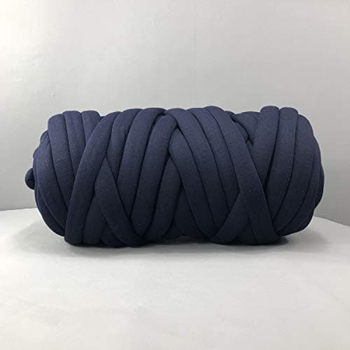 EASTSURE Chunky Braid Cotton Yarn Supre Large for Arm Knitting DIY Handmade Blankets Machine Washable,Navy,2.2LB