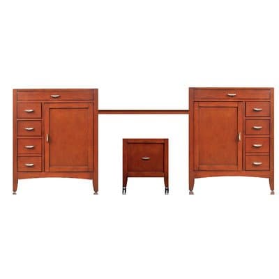 Metropolitan 97" Double Basin Vanity with 36" Adjustable Makeup Table Basin Shape: Oval, Basin Finish: Linen, Vanity Top Finish: Tiger Yellow