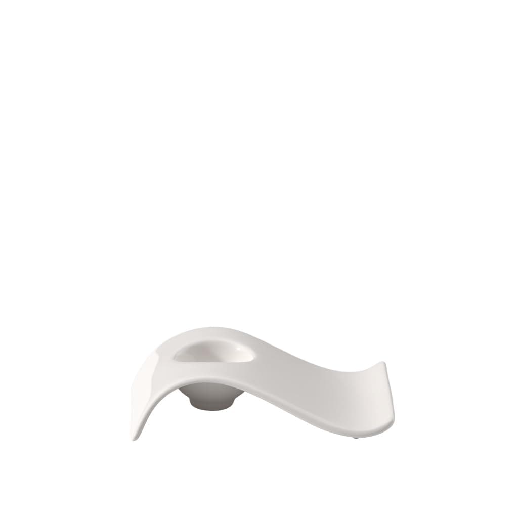 New Wave Cup, Modern Egg Stand with Precise Indentation, Premium Porcelain, Dishwasher Safe Square, White
