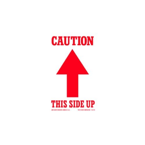 Pratt DLSCL515 Caution/This Side Up Label, 3" Length, 5" Width, Red/White (Pack of 500)