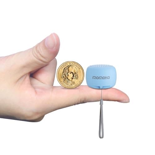 Momoho Mini Bluetooth Speaker with Camera Remote Control For Smartphones, TWS Pairing Stereo Bluetooth Speaker, Portable Bluetooth Speaker Wireless(Mini Round, Blue)