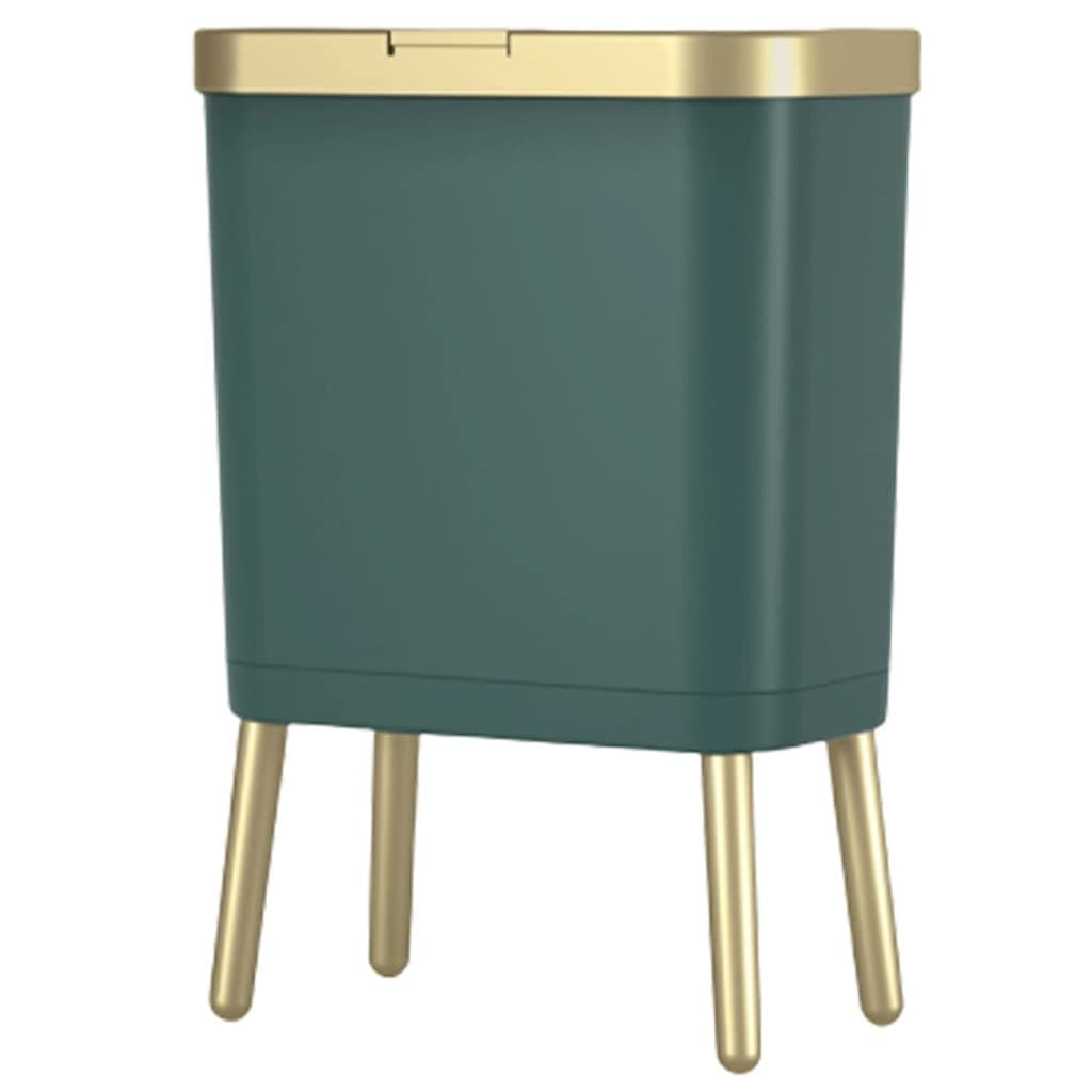 WYDMSmall Rectangle Trash Can， Plastic Garbage Can with Press- type Sealed Lid， Garbage Bin for Bathroom，Bedroom，Kitchen， Living Room (Color : Green)
