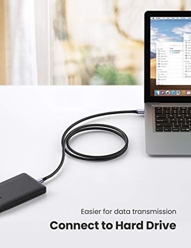 UGREEN USB 3.0 A to A Cable USB to USB Cable Type A Male to Male USB 3.0 Cable Nylon Braided Cord for Data Transfer Hard Drive Enclosures Printers Modems Cameras 1.5 FT