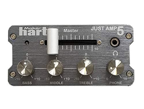 Maker Hart Just Amp 5 - Compact Integrated Amplifier with Phono Preamp, 3-Band Active EQ, Send/Return Effects Loop - Mic Stand Mount for UK