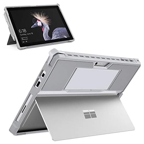 MoKo Case Fit Microsoft Surface Pro 7 Plus/Pro7/Pro 6/Pro 5/Pro 2017/Pro 4/Pro LTE, All-In-One Protective Rugged Cover Case with Pen Holder Hand Strap, Compatible with Type Cover Keyboard, Silver Gray