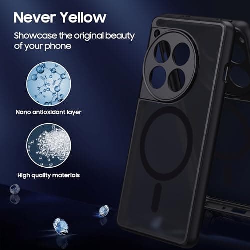 Magnetic for OnePlus 12 Case [Compatible with MagSafe] Translucent Matte Shockproof Phone Case with Camera Cover, One Plus 12 Slim Thin Yet Military Grade Drop Proof Silicone Bumper Case