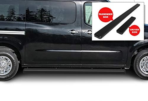 APS Running Boards (Nerf Bars Side Steps Step Bars) Compatible with Nissan NV 1500 2500 3500 2012-2021 Full Size Van 3-Door (Black Powder Coated 6 inches)