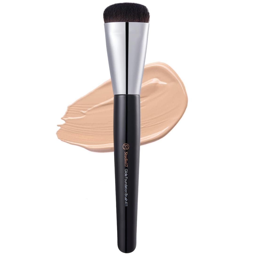 Flat Foundation Brush for Liquid Makeup | Liquid Foundation Brush with Flat Top | Korean Makeup Brush with Super Micro Bristles | Studio Quality Makeup Tool