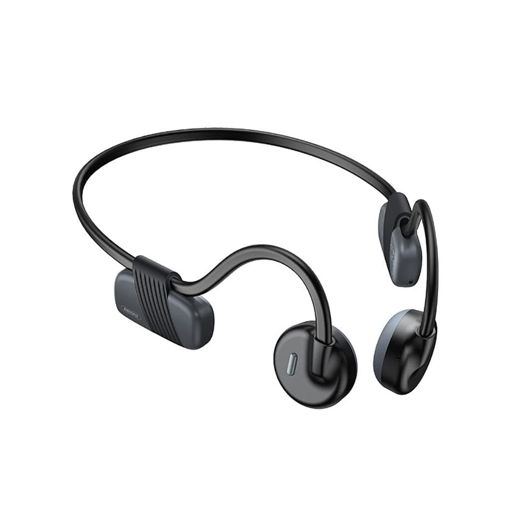 Bluetooth V5.0 Open-Ear Headset Bone Conduction Wireless Earphone HD Stereo Surrounding Sports Earphones Sweat-Resistant One-Touch Simple Operation Skin-Friendly (BH318-Grey)