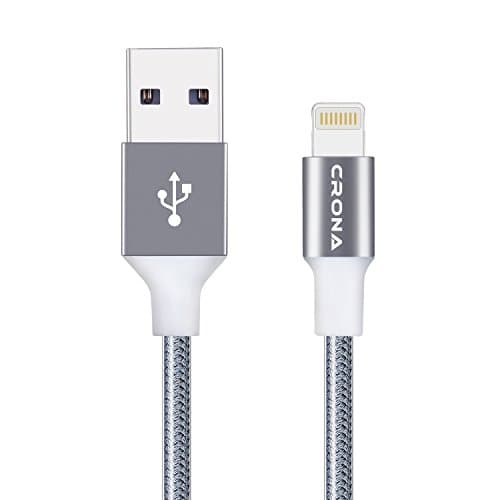 CRONA  Lightning Cables apple ,iPhone Charging Cable Nylon Braided Cord 4Pack (1ft/3ft/3ft/6ft)for iPhone X / 8 / 8 Plus / 7 / 7 Plus / 6 / 6 Plus / 5S /5C /iPad /iPod (Grey)