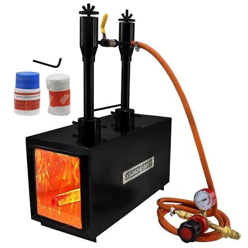 Simond Store Portable Propane Blacksmith Forge Double Burner, 2600F Rated, for Knife Making Blacksmith Farrier Bladesmith Forging Tools & Heat Treatment - Rectangle Shape Forge…