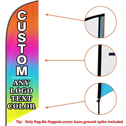 Custom Advertising Feather Flags with Pole Kit Optional, Customized Logo Text Personalized Double Sided Open Flag Sign for Outside Business Advertisement(70×220cm/2.3×7.2FT)