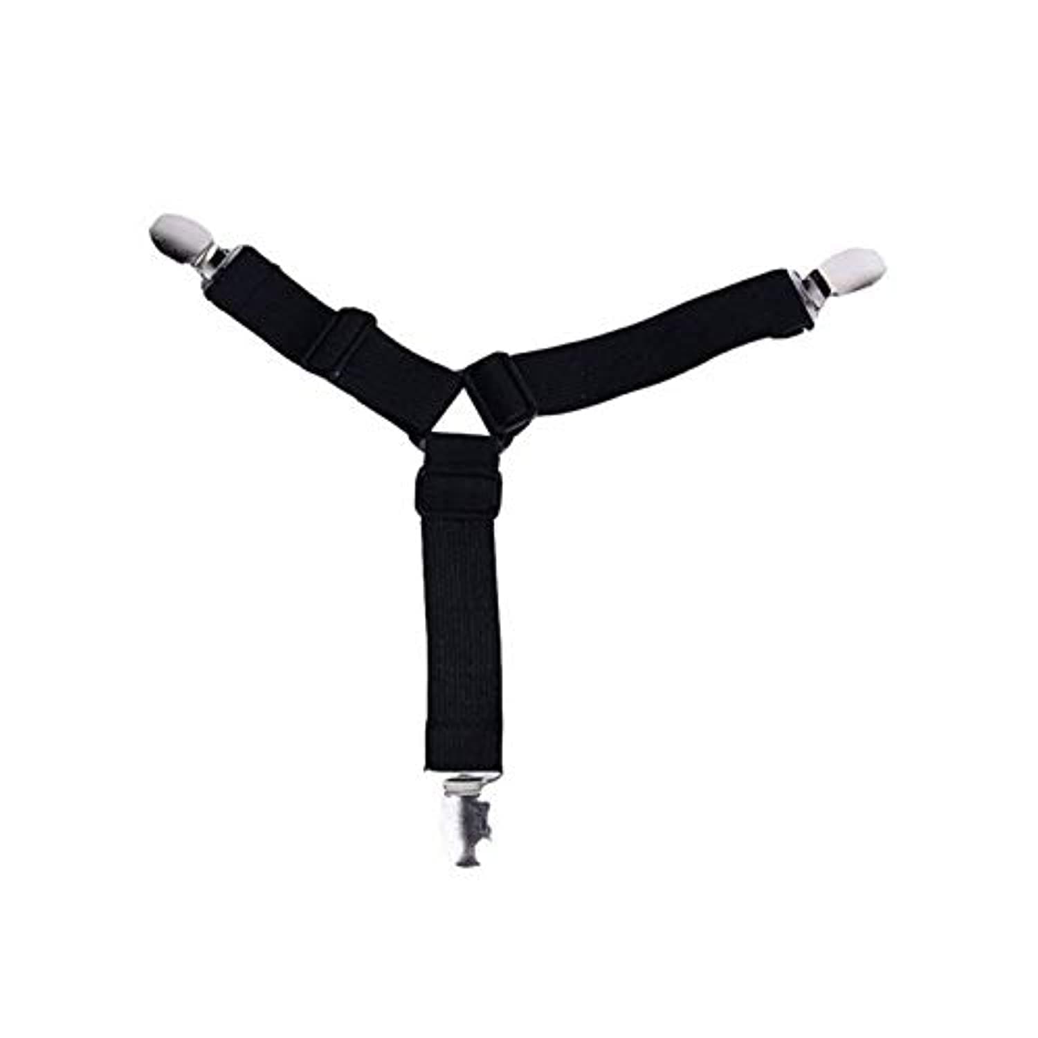 YumLock 4Pcs Adjustable Bed Corner Holder Fasteners Clips Bed Sheet Fitted Fasteners, Strap Clip Bands - Black