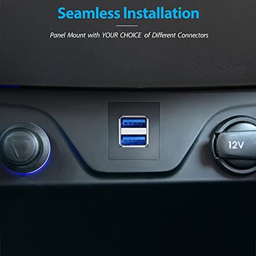 Dual USB3.0 Square Flush Mount - 2M 6ft USB 3.0 Extension Mount, Dash Mount, Flush Mount, Panel Mount Cable, for Car, Boat, Motorcycle (6 feet)