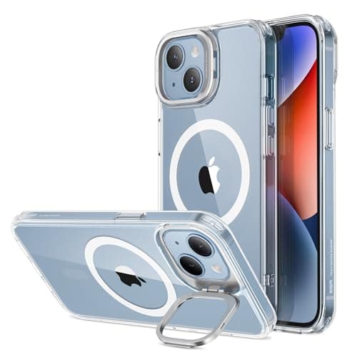 ESR for iPhone 14 Plus Case, Magnetic Case with stand Compatible with MagSafe, Military-Grade Protection, Built-In Camera Ring Stand, Classic Kickstand Clear Case with HaloLock, Transparent
