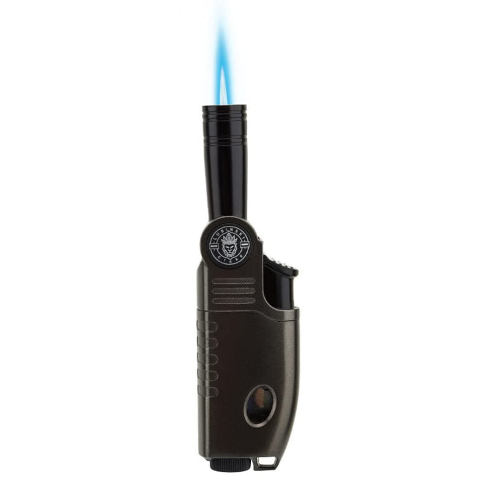 LUBINSKI Torch Lighter, Refillable Butane Single Jet Lighter,80°Adjustable Flame Angle and Adjustable Flame Intensity Lighter, Fireplace Fireworks Grill Camping BBQ Lighter (Without Gas) (GM)