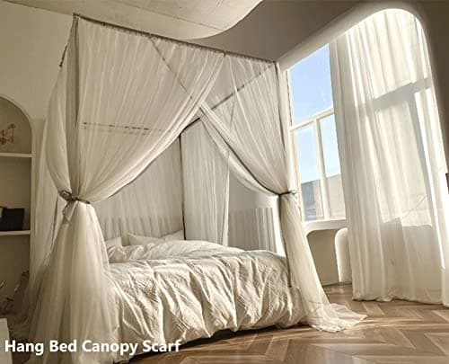 AIKASY Outer Bed Support Canopy Bed Frame Post King Size Stainless Steel Bed Canopy Frame Pole 4 Corner Bed Bracket for Metal Bed Wood Bed Bedroom Decoration (King, Silver)