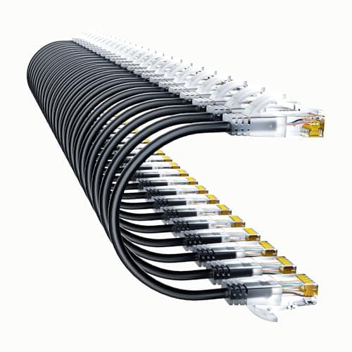 Cat6a Patch Cables 1ft (24 Pack) Slim, Cat6 Ethernet Patch Cable Pure Copper, Flexible Cat 6 Patch Cable 550MHZ 10G, Space-Saving Cat 6A Network Cables for Patch Panel, Black