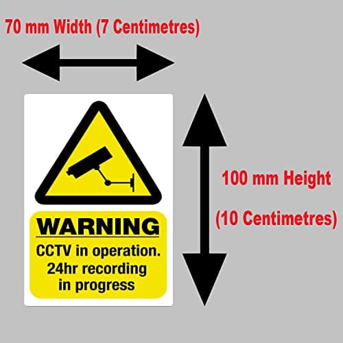 4 Pack CCTV Camera Security Self Adhesive Backed Sticker Signs, 100 mm x 70 mm, Gloss Finish. Weatherproof & Waterproof Closed Circuit CCTV