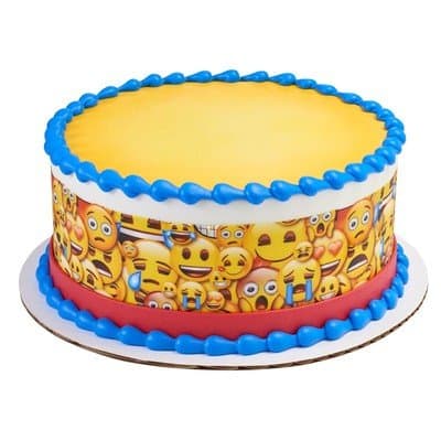 Whimsical Practicality EMOJI Edible Icing Image Cake Border Strips 3 strips,Yellow