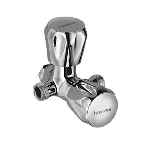 Hindware Classik F200006CP 2-Way Angular Stop Cock Without Wall Flange, Brass with Chrome Finish