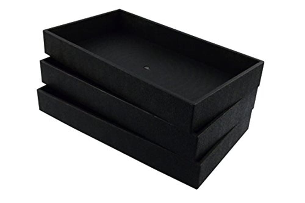 3-Piece 2-Inch Deep Black Full Size Plastic Stackable Jewelry Tray 14 3/4" X 8 1/4" X 2"H