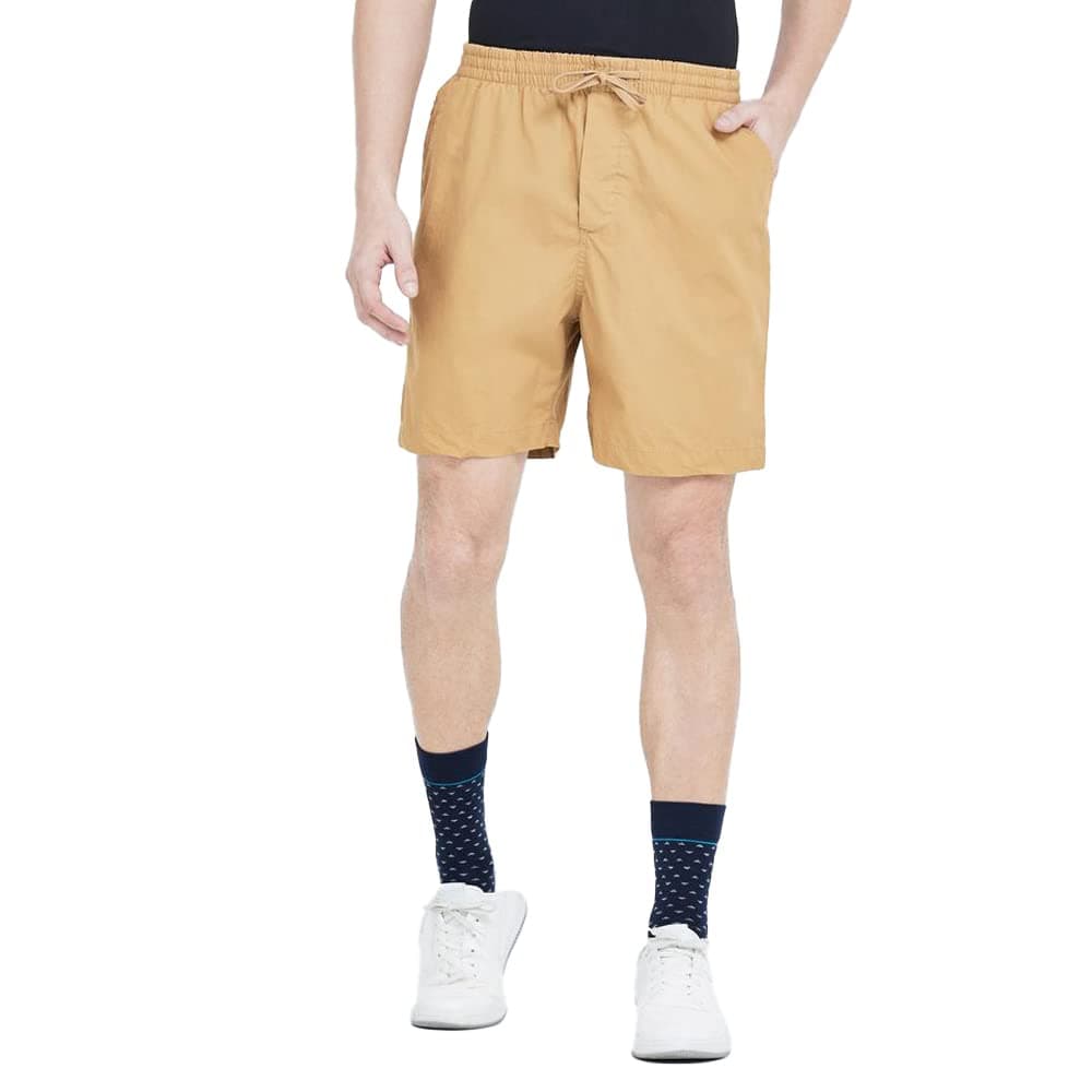 by Shoppers Solid Cotton Elastic and Drawstring Men's Shorts