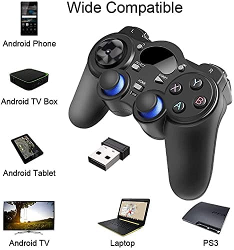 FANDRAGON USB Wireless Gaming Controller Gamepad for PC/Laptop Computer(Windows XP/7/8/10) & PS3 & Android & Steam - [Black] (Black)
