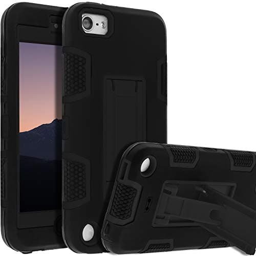 iPod Touch 7th Gen Case,iPod Touch 6th Gen Case,iPod Touch 5th Gen Case,SENON Slim-fit Shockproof Anti-Scratch Anti-Fingerprint Kickstand Protective Case Cover For Apple iPod Touch 2019-Black