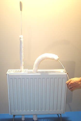 Microfibre narrow black/white technique cleaning rod for convector radiators (blade distance up to 10 mm), length approx. 105 cm, for dry and wet cleaning, dust-collecting, flexible, can be used in small gaps
