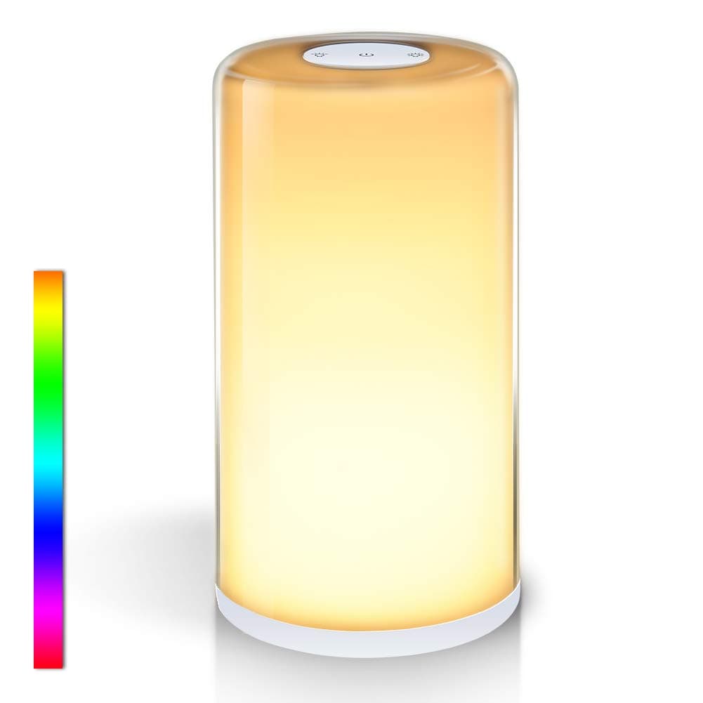 SOLLED Table Lamp, Touch Sensor Bedside Lamp with Dimmable Warm White Light & Color Changing RGB for Living Rooms and Bedrooms