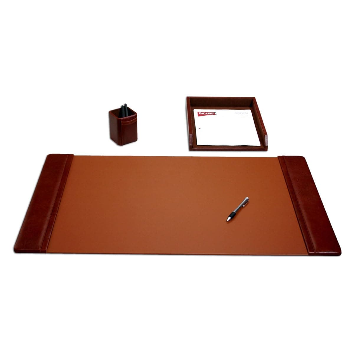Leather Desk Set, 3-Piece, Mocha