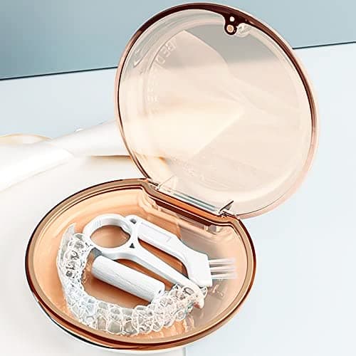 Retainer Case, Slim Retainer Case, Suitable for Dentures, Denture Bridges, Partial Dentures, Traditional Braces, Etc. Retainer Cleaner Case for Men, Women, Teenagers, Girl (Orange)