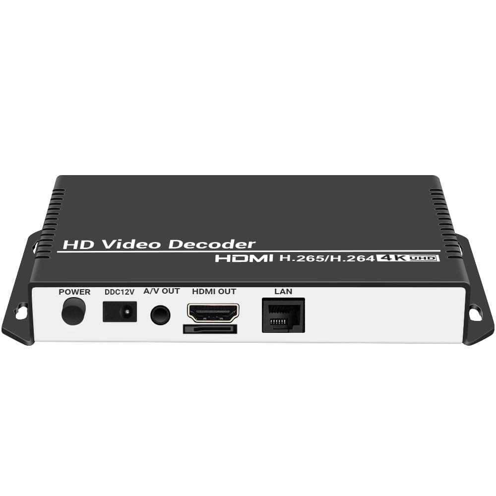 H.265 H.264 4K HD Network Video Stream Decoder Supports RTMP HLS RTSP UDP SRT HTTP, IP to HDMI Converter for Decoding Video Encoders and IP Cameras to HDMI RCA CVBS Displays