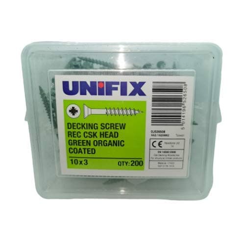 Green Coated Deck Screws Including Quality Drill Bit (Anti Rust, Recessed Countersunk Head, Sharp Thread) (4.0x50mm (8x2) Tub of 500)