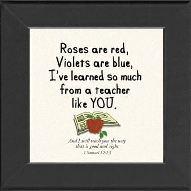 Teacher Gift Black Frame 3.5"x3.5" with Scripture and Built in Easel