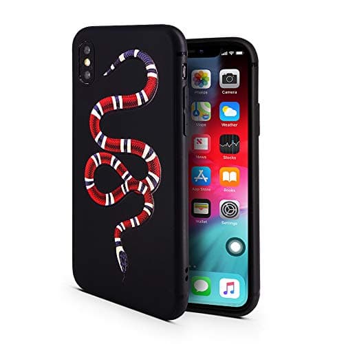 Case for iPhone X | Red Snake Designer | Durable Flexible Protective Cover/Bumper/Skin/Cushion (Compatible only with The 4.7” iPhone 10) (Red)