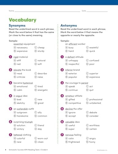 SCHOLASTIC SUCCESS W/ READ TESTS GRD 6
