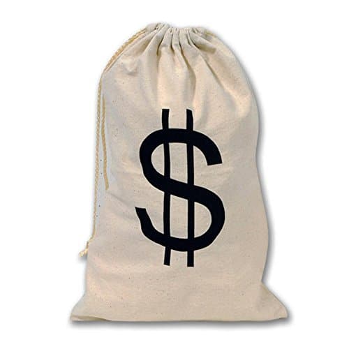 Large Dollar Sign Canvas Drawstring Money Bag