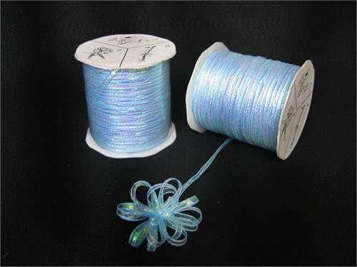 Iridescent Light Blue 4mm-Wide Thin Pull Bow String Ribbon 100 Yard Gift Wrapping Favor Decorating