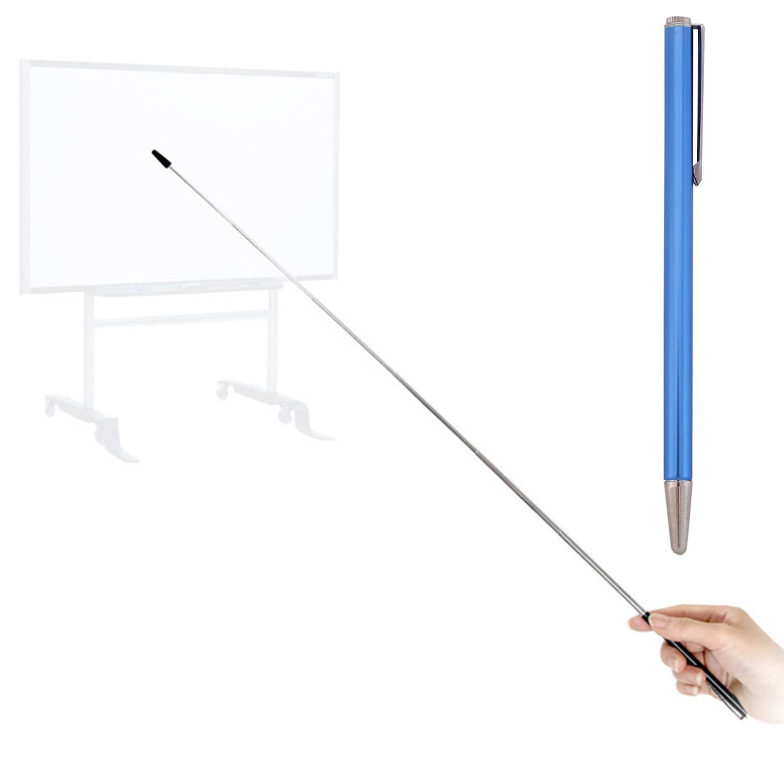 Pointer - Teachers Pointer - Teaching Pointer - Hand Pointer Extended Length, Presenter Whiteboard Pointer, Black Matte with Chrome Trim (Blue)