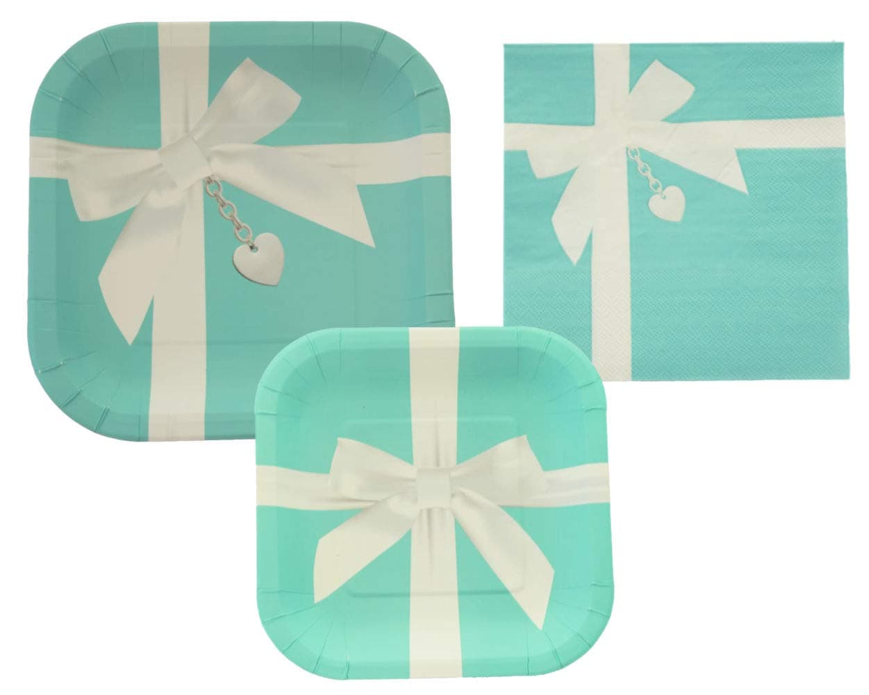 Iconic Blue Box Inspired Party Supplies Kit: Bundle Includes Paper Plates and Napkins for 16 People