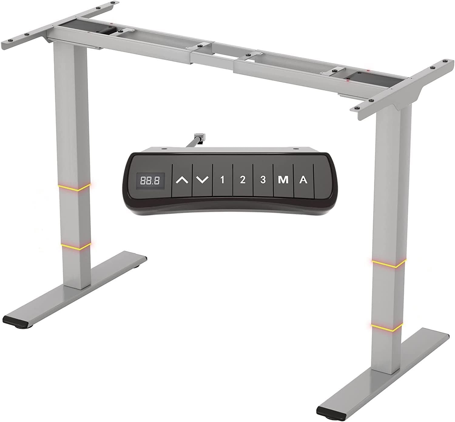 FLEXISPOT E5 Height Adjustable Electric Standing Desk Frame Three-Stage Only Heavy Duty Steel Stand Up Desk with Automatic Memory Smart Keyboard(Grey)