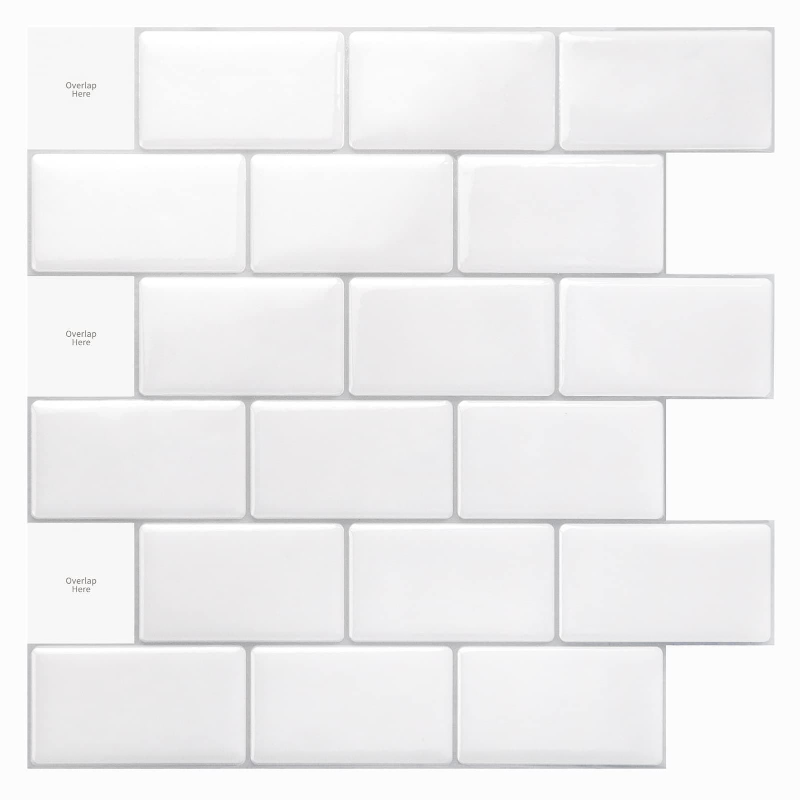Art3d Premium 10-Sheet Peel and Stick Tile Backsplash - 12"x12" for Kitchen, Bright White