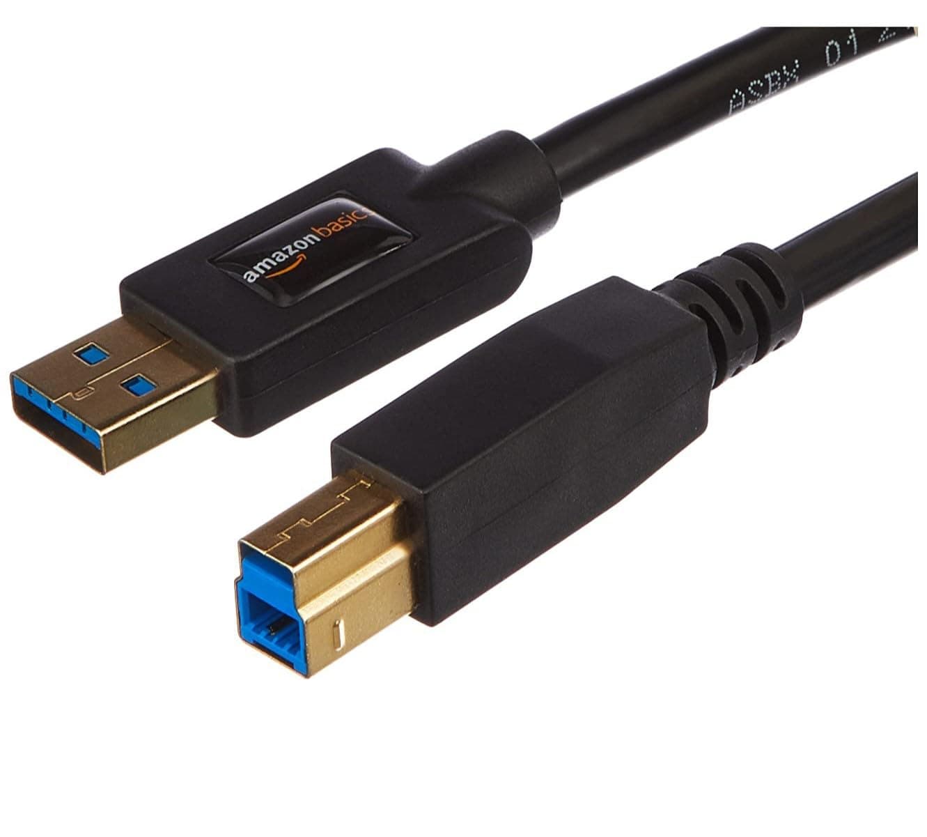 USB-A to USB-B 3.0 Cable, 4.8Gbps High-Speed with Gold-Plated Plugs, 6 Foot, Black